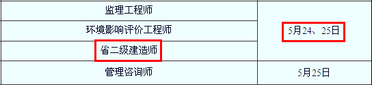 2014年蘇州二級(jí)建造師考試時(shí)間為：5月24、25日